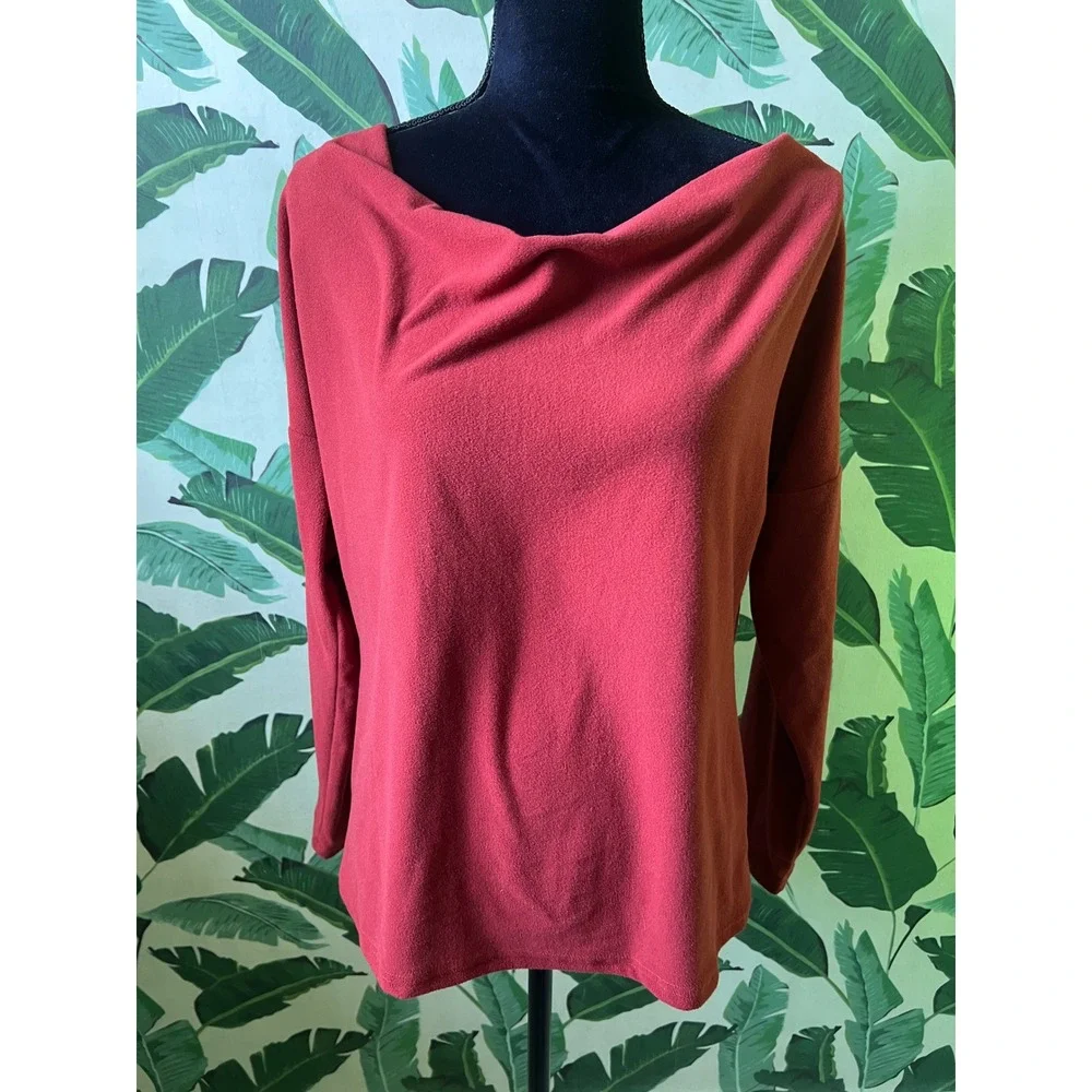 Unbranded Fleece Cowl Neck Pullover‎ Womens Small Red